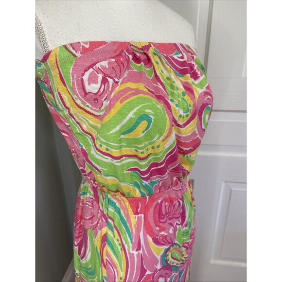 Lilly Pulitzer Marlisa All Nighter Tropical Jersey Strapless Maxi Dress sz XS - Picture 2 of 4